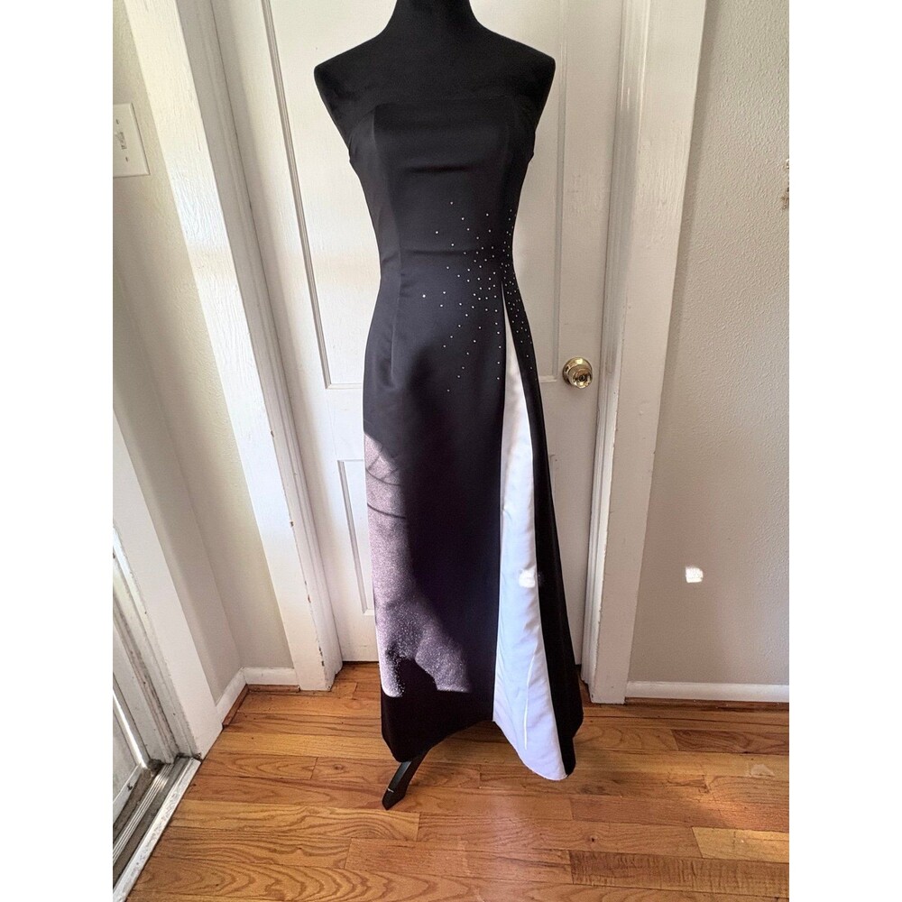 Jessica McClintock for Gunne Sax Vintage Strapless black/white long gown size 3